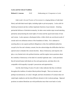 1 Locke and the Liberal Tradition Richard J