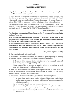 CHAPTER – TRANSITIONAL PROVISIONS 1. Application in respect