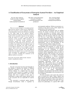 A Classification of Ecosystems of Enterprise System Providers&mdash;An