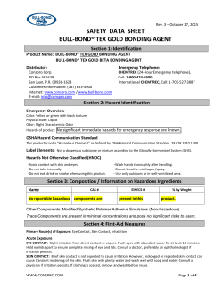 SAFETY DATA SHEET BULL-BOND&reg; TEX GOLD BONDING AGENT