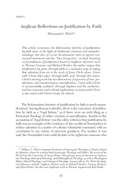 Anglican Reflections on Justification by Faith