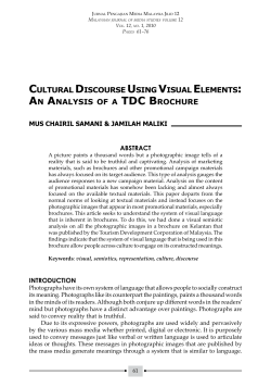 cultural discourse using visual elements: an analysis of a tdc