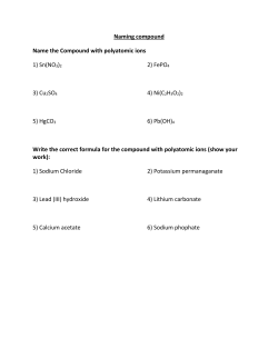 Naming compound Name the Compound with polyatomic ions 1) Sn