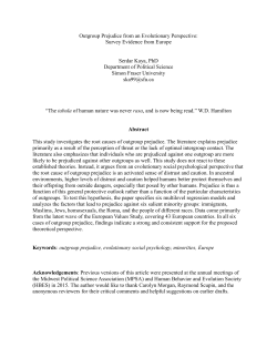 Outgroup Prejudice from an Evolutionary Perspective: Survey