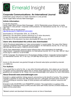 Stakeholder group influence on media reputation in crisis periods