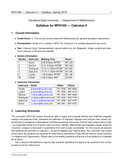 Calculus II - Cleveland State University