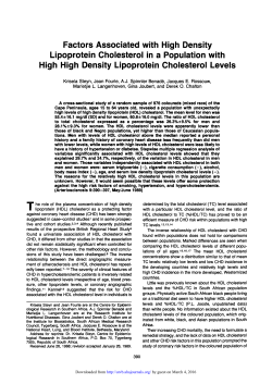 Factors Associated with High Density Lipoprotein