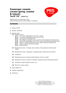 Passenger vessels Tariff PV