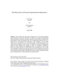 The Many Facets of Privately Negotiated Stock Repurchases