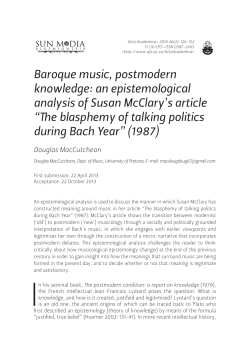 Baroque music, postmodern knowledge: an epistemological