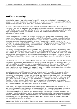 Artificial Scarcity - World Socialist Movement