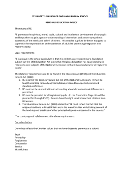 RE Policy 2016 - St Gilberts C of E Primary School
