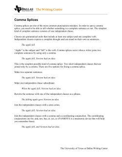 Comma Splices - The University of Texas at Dallas