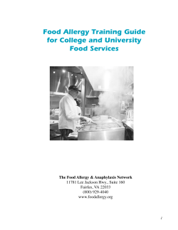 Food Allergy Training Guide for College and University