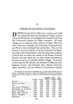 I1 Harvard ................... 1636 Yale ....................... 1701