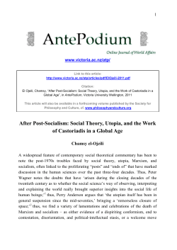 After post-socialism: Social theory, utopia and the work of castoriadis