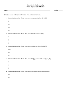 Chemistry in the Community Unit 2: Objectives 1 &ndash; 4 Review Name
