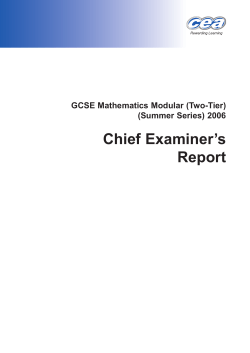 Chief Examiner`s Report
