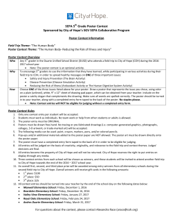 SEPA 5th Grade Poster Contest Sponsored by City of Hope`s SGV