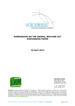 Submission on the Review of the Animal Welfare Act
