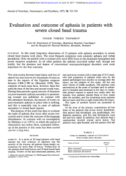 Evaluation and outcome of aphasia in patients with