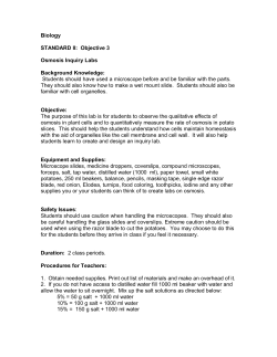 Biology STANDARD II: Objective 3 Osmosis Inquiry Labs