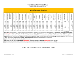 New Athol-Orange Van Shuttle Schedule