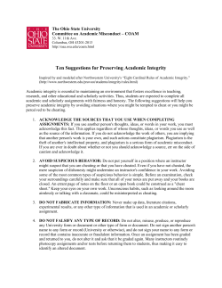 Ten Suggestions for Preserving Academic Integrity