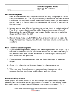 How Do Tangrams Work? One Set of Tangrams 1. Each Shape