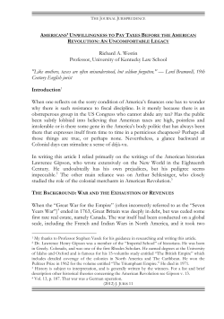 Americans` Unwillingness to Pay Taxes Before the American