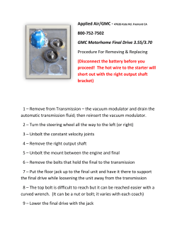 800-752-7502 GMC Motorhome Final Drive 3.55/3.70 Procedure For