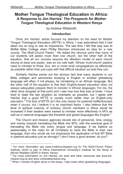 Andrew Wildsmith, "Mother Tongue Theological Education in Africa