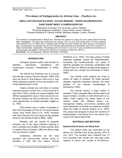 Prevalence of Endoparasites in African Lion – Panthera leo