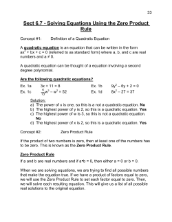 Sect 6.7 - Solving Equations Using the Zero Product Rule