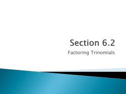 Factoring Trinomials