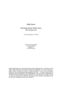 Philip Manow Federalism and the Welfare State: The German Case