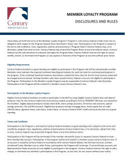 MEMBER LOYALTY PROGRAM DISCLOSURES AND RULES