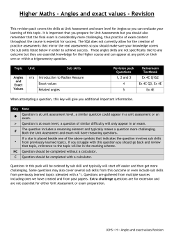Higher Maths – Angles and exact values