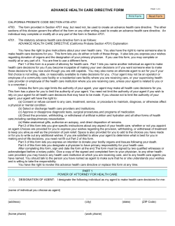 Advance Health Care Directive Form