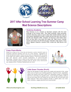 2017 After School Learning Tree Summer Camp Mad Science