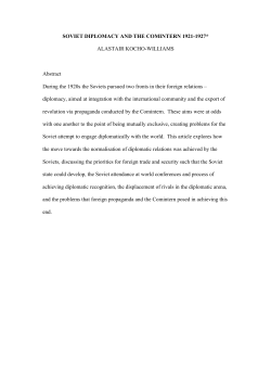 SOVIET DIPLOMACY AND THE COMINTERN 1921-1927