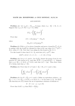 MATH 238: HOMEWORK #6 DUE MONDAY, 10/31/16 Problem #1