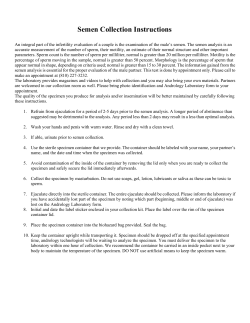 Semen Collection Instructions and Andrology Sheet