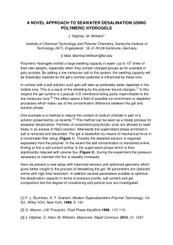 a novel approach to seawater desalination using polymeric hydrogels