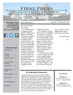 From Ed`s Desk Lectionary 201st Birthday Celebration
