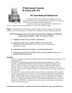 Junior Summer Reading Assignment