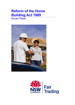 Home Building Issues Paper - NSW Fair Trading