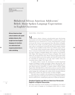 Bidialectal African American Adolescents Beliefs About Spoken