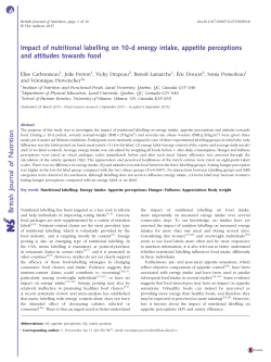 Impact of nutritional labelling on 10-d energy intake, appetite