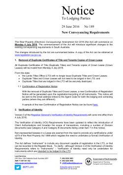 NTLP 189 - New Conveyancing Requirements